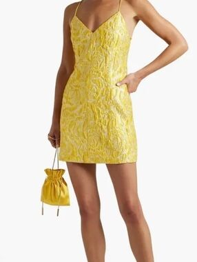 Alice Olivia S2 Pit To Pit Is 17.2 Tayla Cloque Jacquard Mini Dress Summer
